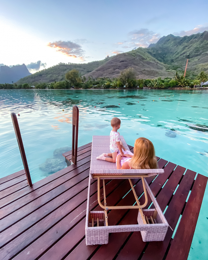 Overwater bungalow with baby