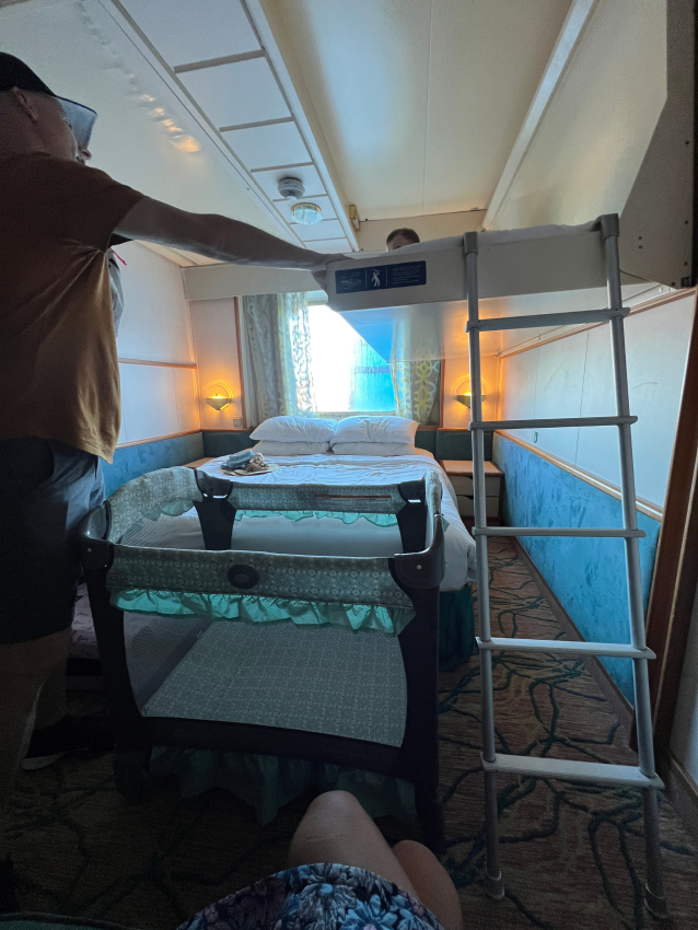 Mini crib on Royal Caribbean in the window cabin