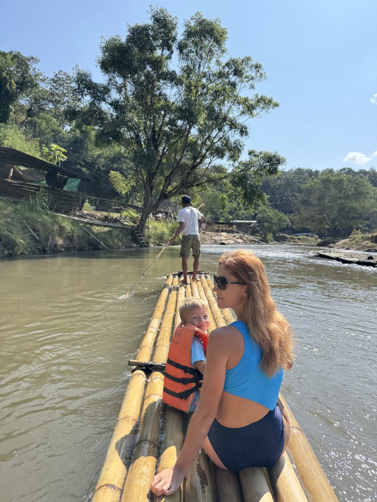 Bamboo rafting with kids