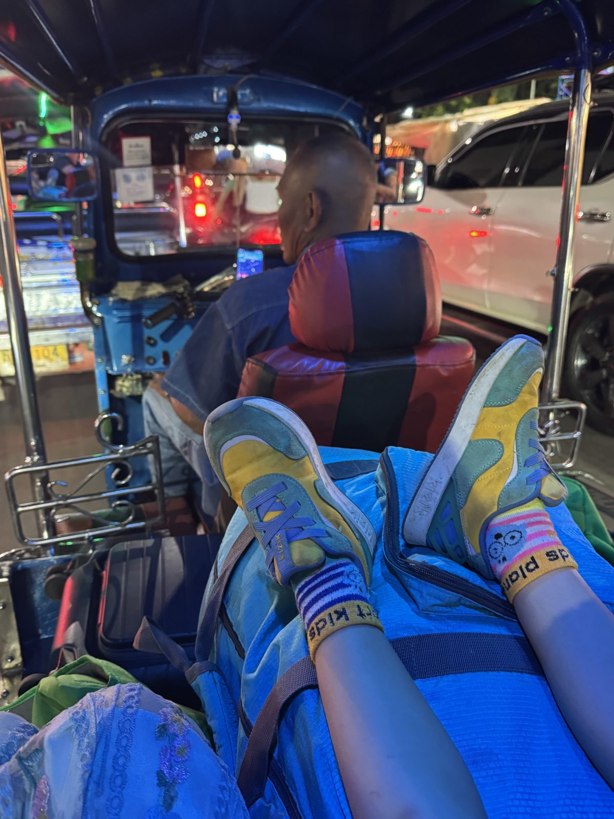 Riding a tuk tuk in Thailand with kids